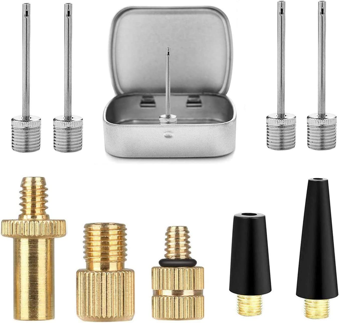 Bike Valve Adapter (DV/AV/SV) Bicycle Pump Adapter Set: Ball Pump Needle