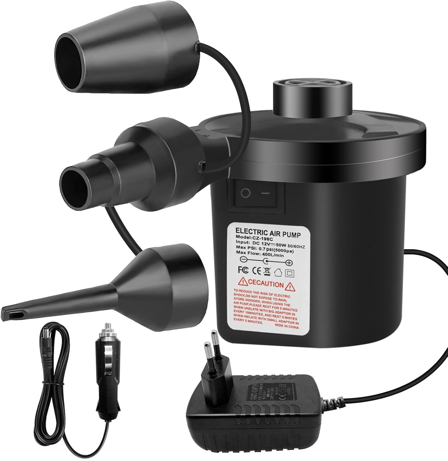 Inflador Electrico, Bomba De Aire Eléctrica Portátil, 240V AC / 12V DC Inflador