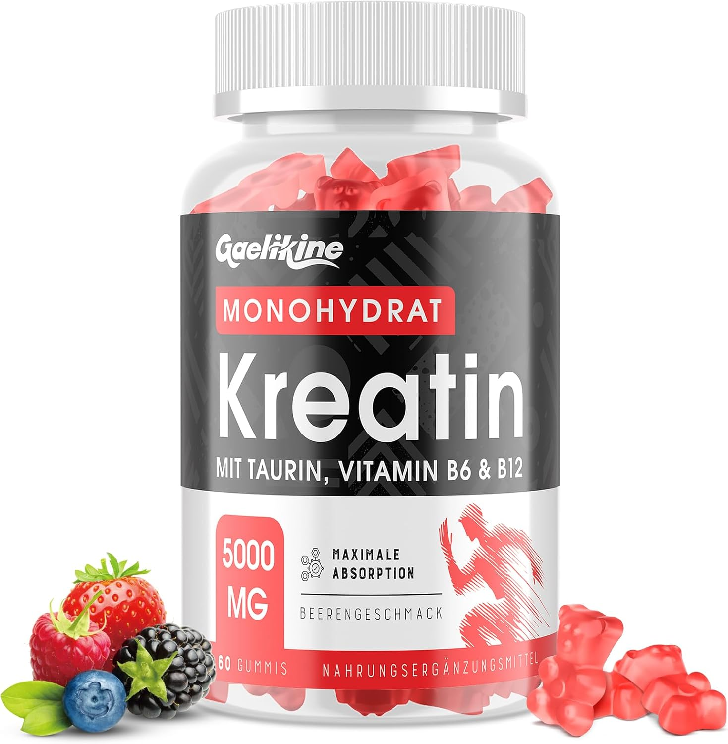 Gominolas De Creatina Monohidratada, Máxima Potencia Con L-Taurina, B12 Y B6, Po