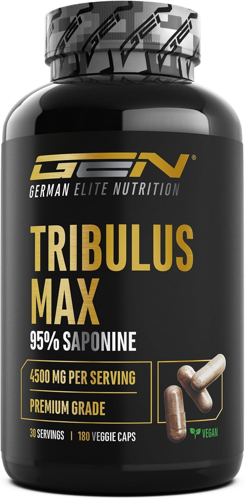 Tribulus Max - 180 Cápsulas - Alta Dosis Con 4500 Mg Por Dosis Diaria - 95% De S
