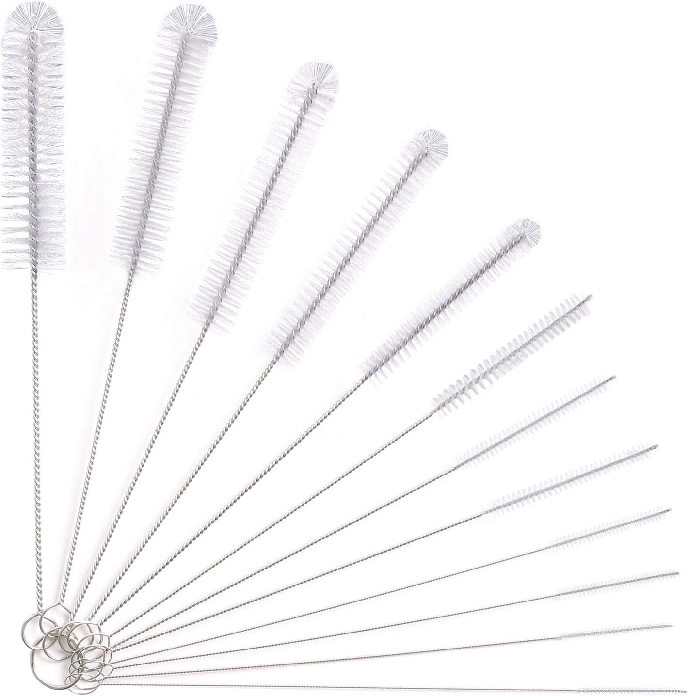 Conjunto De 12 Piezas Botella De Limpieza Cepillos, 21Cm De Largo Nylon Cepillos