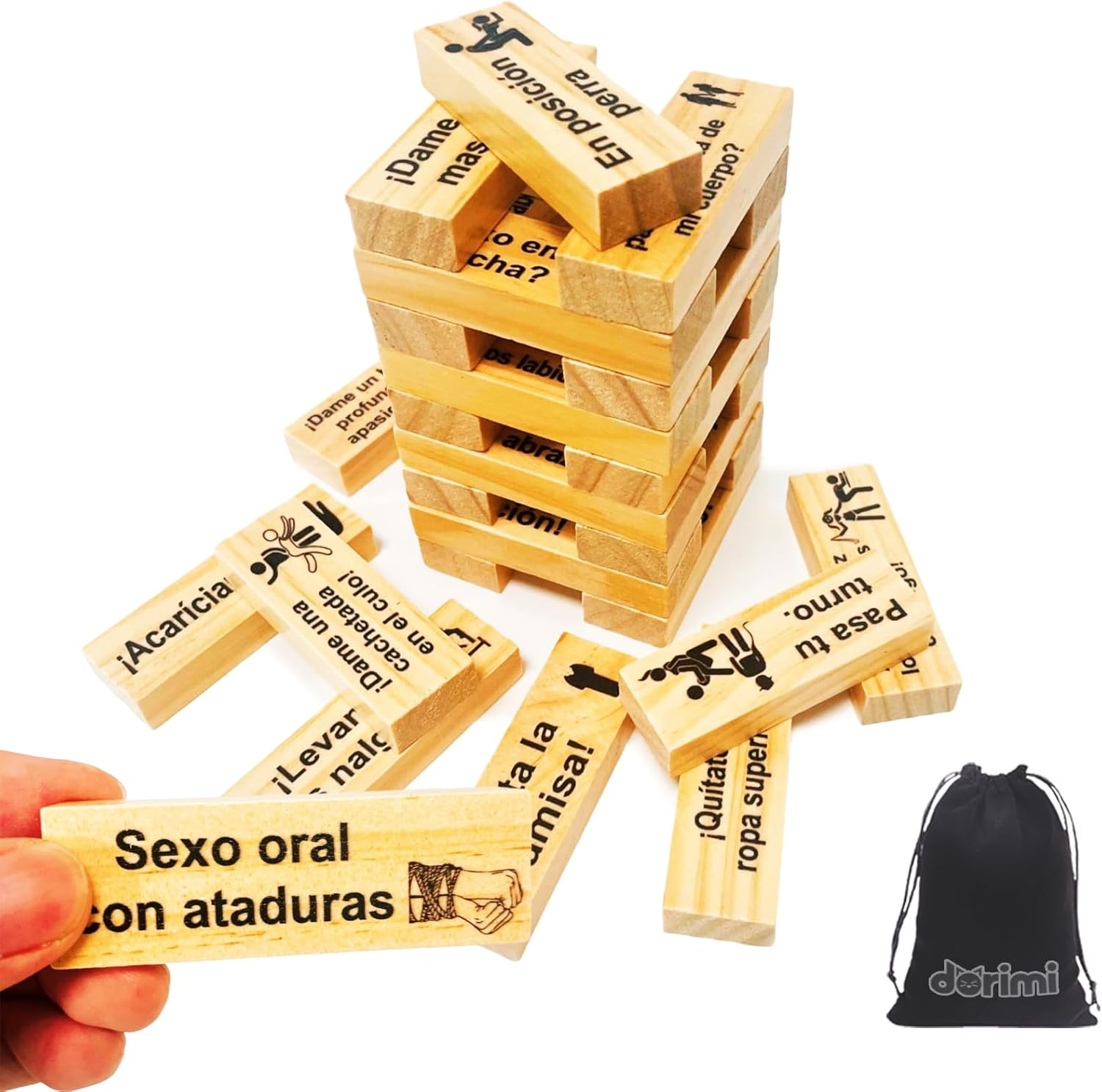 DORIMI Juego Erótico Español Torre De Madera 48 Piezas – Juegos Hot Para Adultos