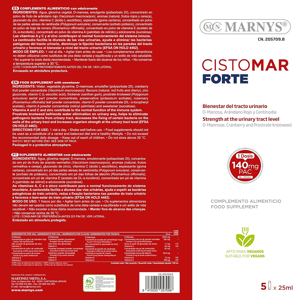 Miniatura: D-Manosa, Centinodia Y Arándano Rojo - Cistomar Forte - Bienestar Integral Del T