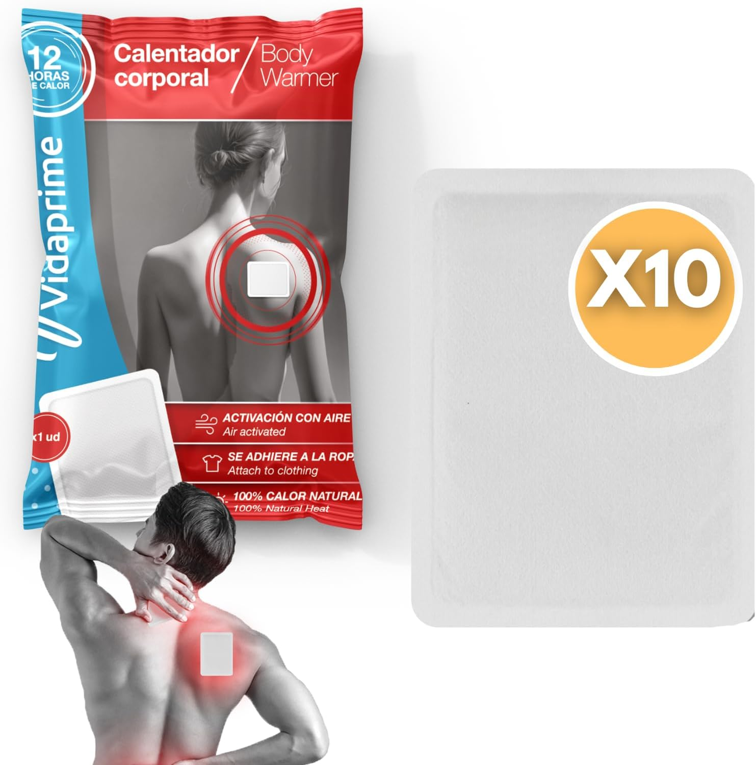 Pack X10 Parches De Calor Para La Espalda Cuello Y Hombros CALOR CALMANTE PROFUN