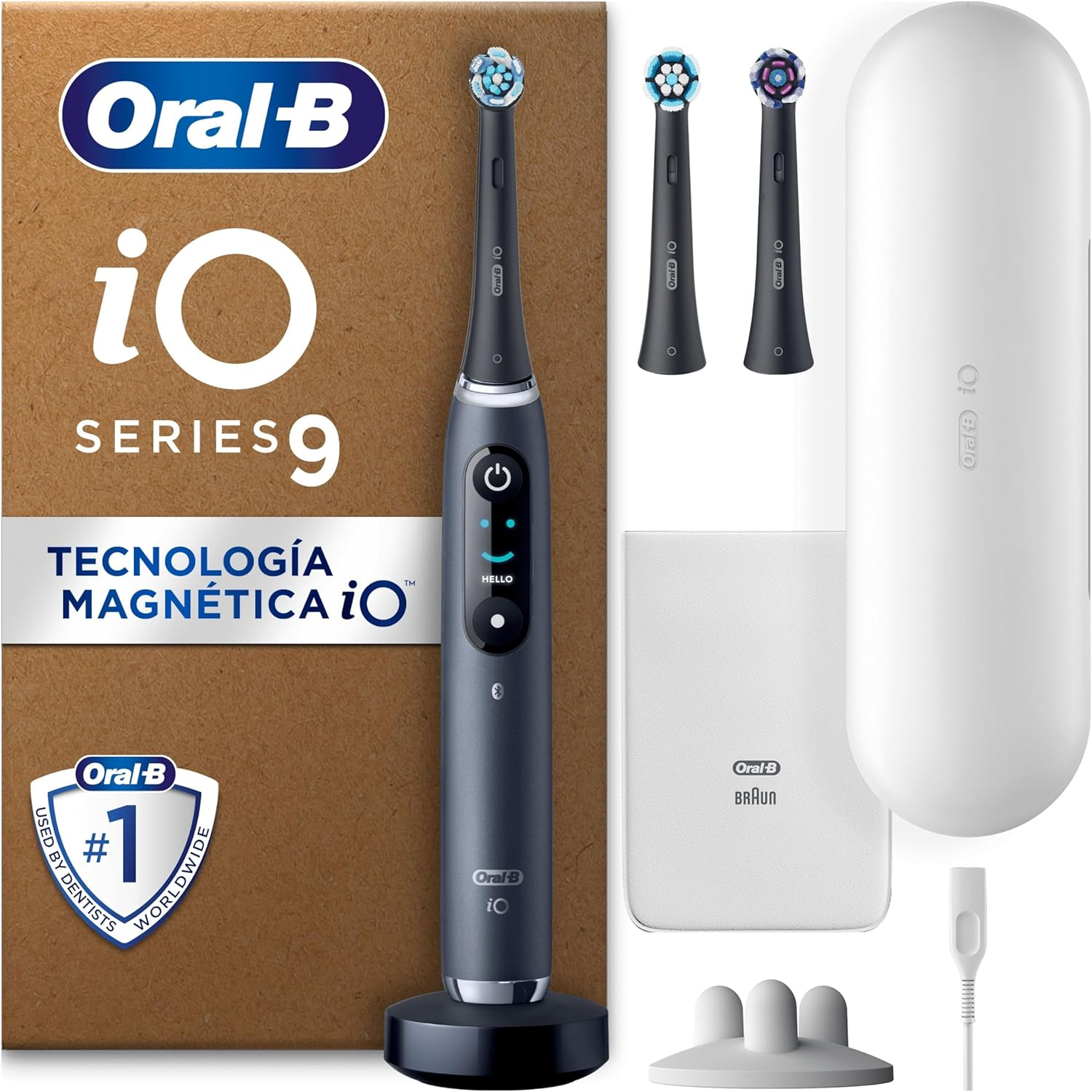 Oral-B Io 9 Cepillo De Dientes Eléctrico Negro, 3 Cabezales, 1 Estuche Cargador