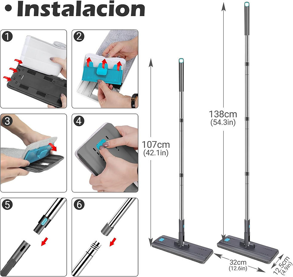 Miniatura: MASTERTOP Mopa Fregona Y Cubo Escurridor Para Limpieza Suelos Mopa Plana Microfi