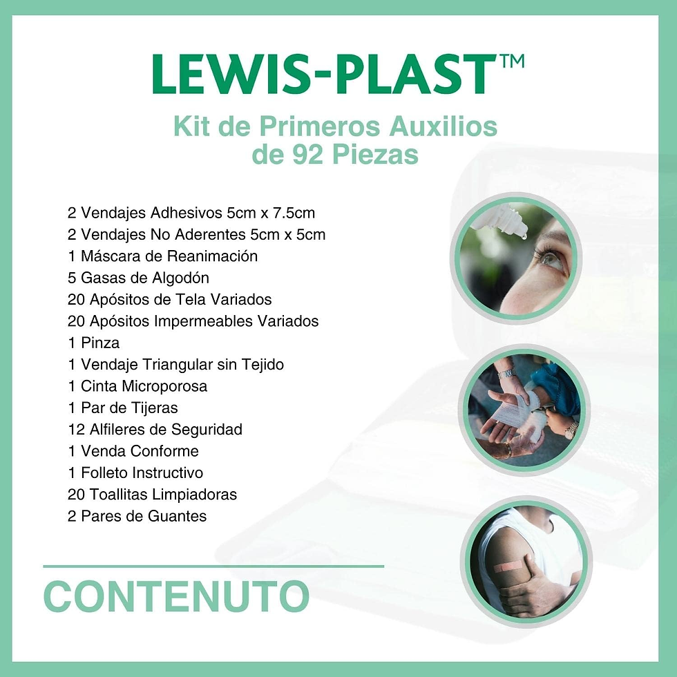 Miniatura: LEWIS PLAST Kit Completo De Primeros Auxilios 92 Piezas De Primeros Auxilios Al 