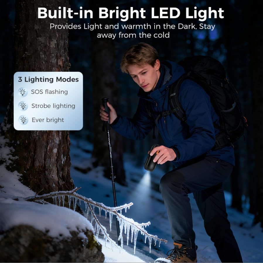 Miniatura: Calentador De Manos Recargable 2 Piezas, Portatil Calienta Manos Con LED, 5 Nive