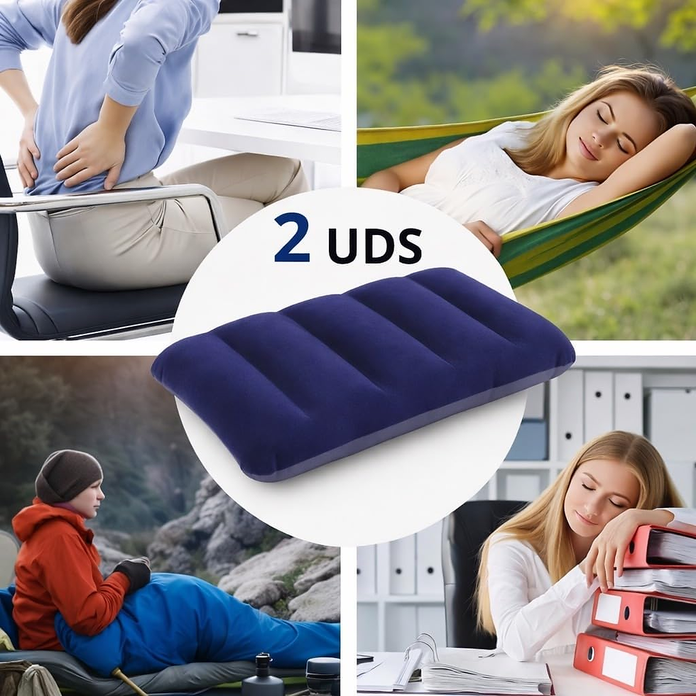 Miniatura: 2 Kit Almohada Hinchable Camping Flocada - Cojin Inflable Playa Para Cabeza Impe
