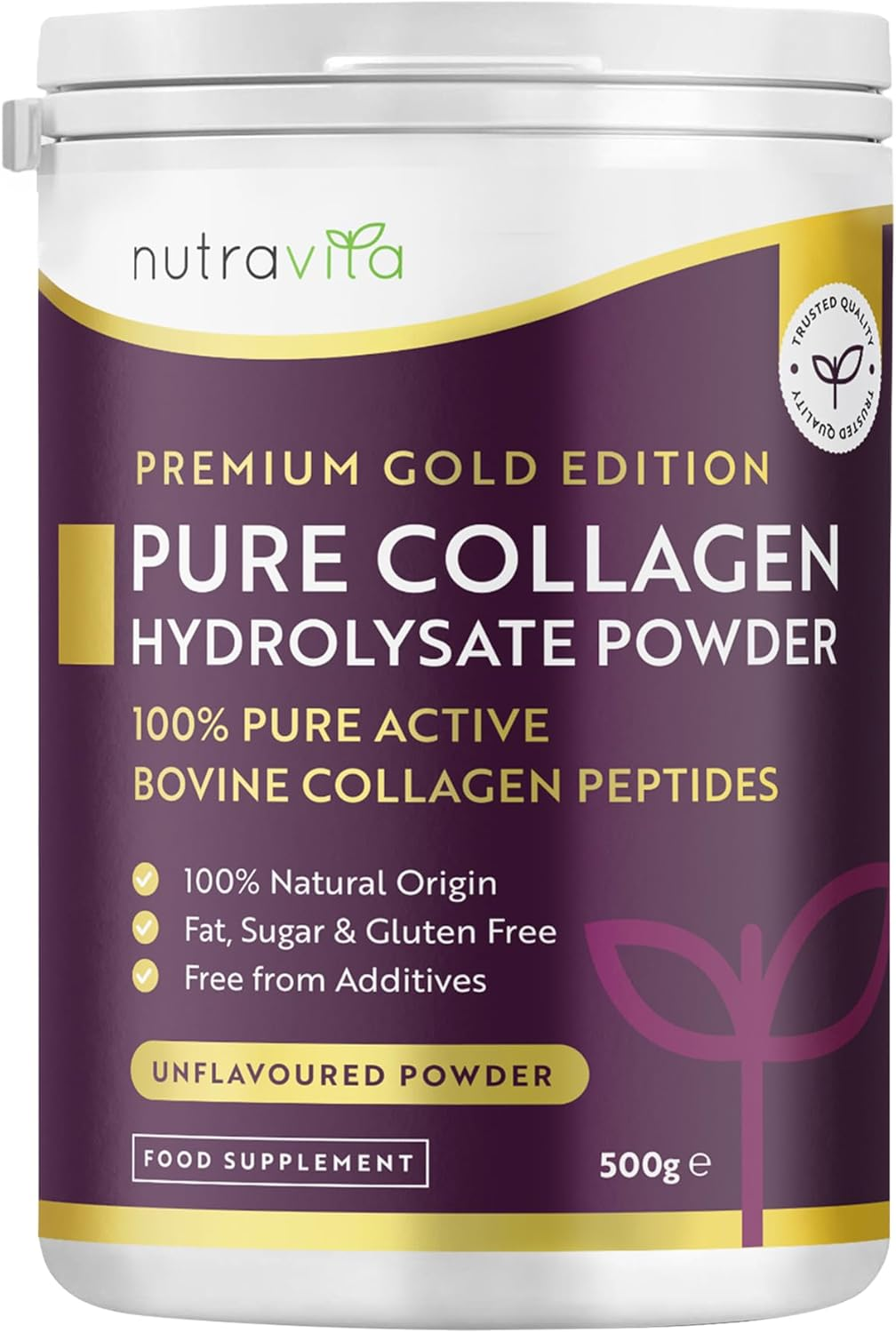 Nutravita Colágeno Hidrolizado En Polvo 500G - 50 Porciones Colageno Peptidos, S