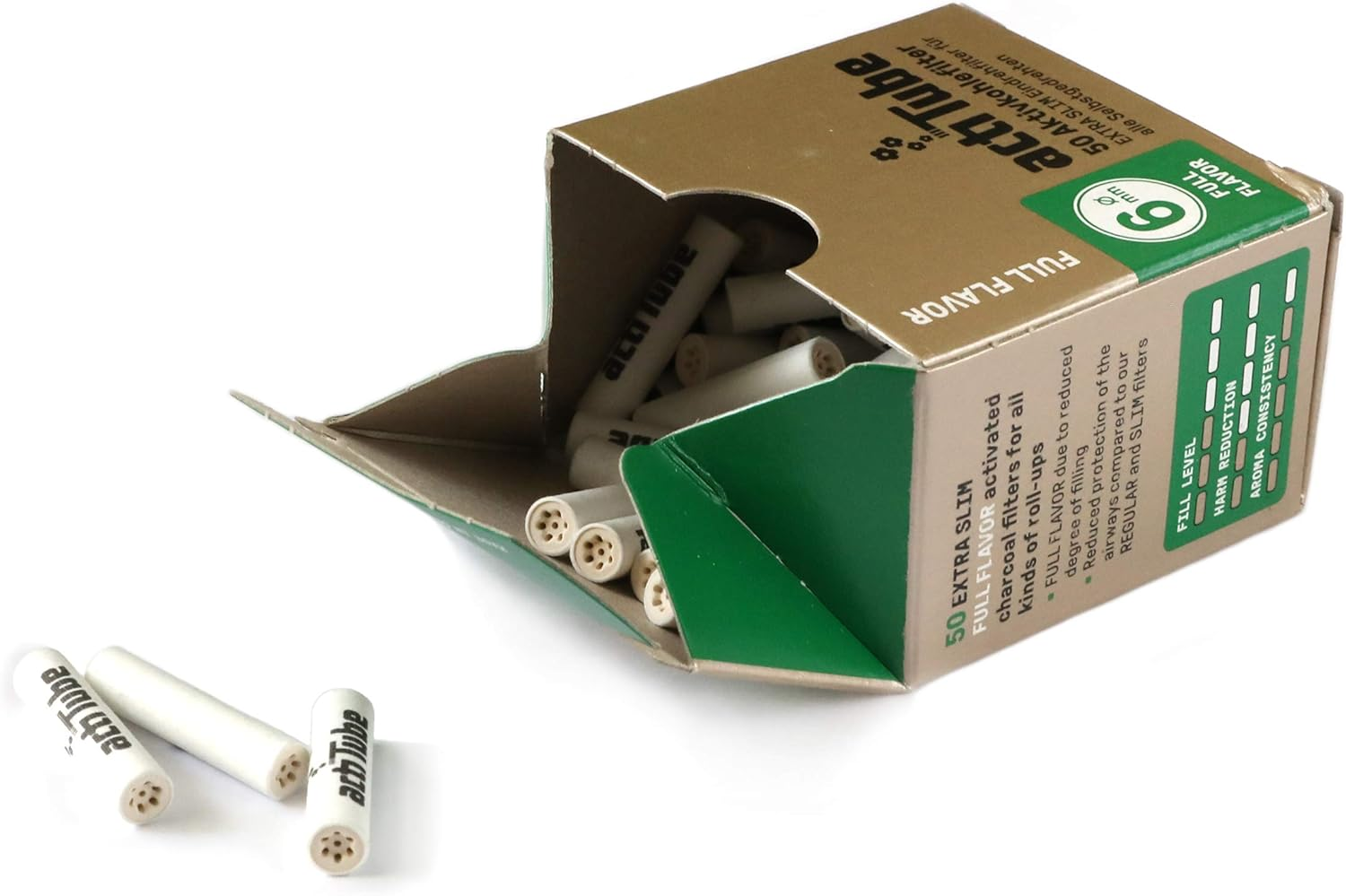 Extra Slim Gold - Filtro De Carbón Activo (6 Mm, 1 Caja De 50 Unidades, 50 G)