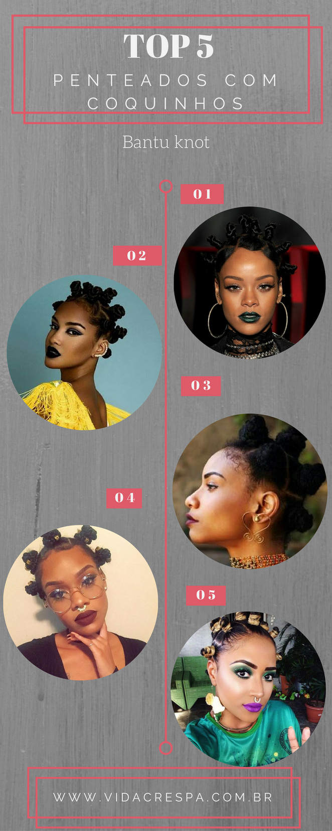 TOP 5 Penteados com coquinhos - Bantu Knot
