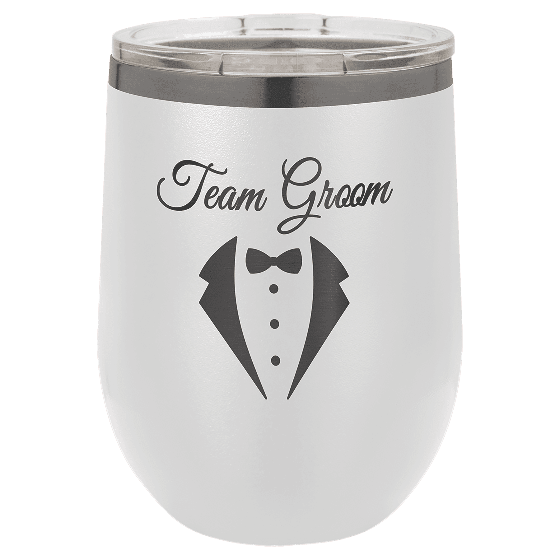 Polar Camel 12 oz. White/Ghost Black ION-Plated Stemless Wine Tumbler withLid