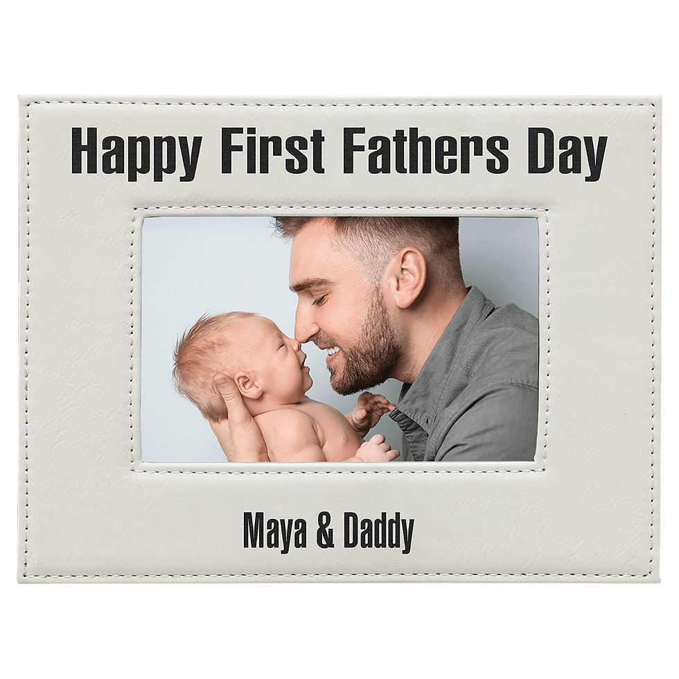 4" x 6" White/Black Laserable Leatherette Photo Frame