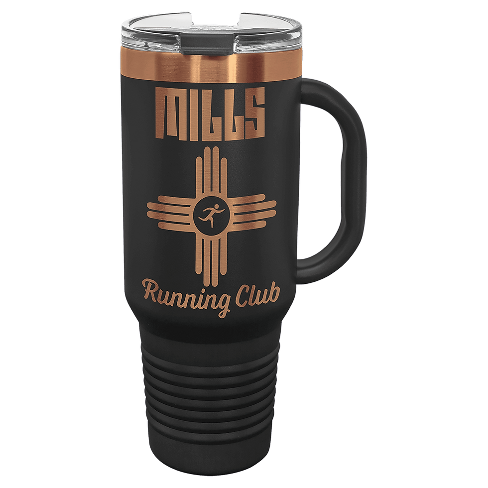 Polar Camel 40 oz. Black/Rose Gold ION-Plated Travel Mug with Handle, Straw Inc