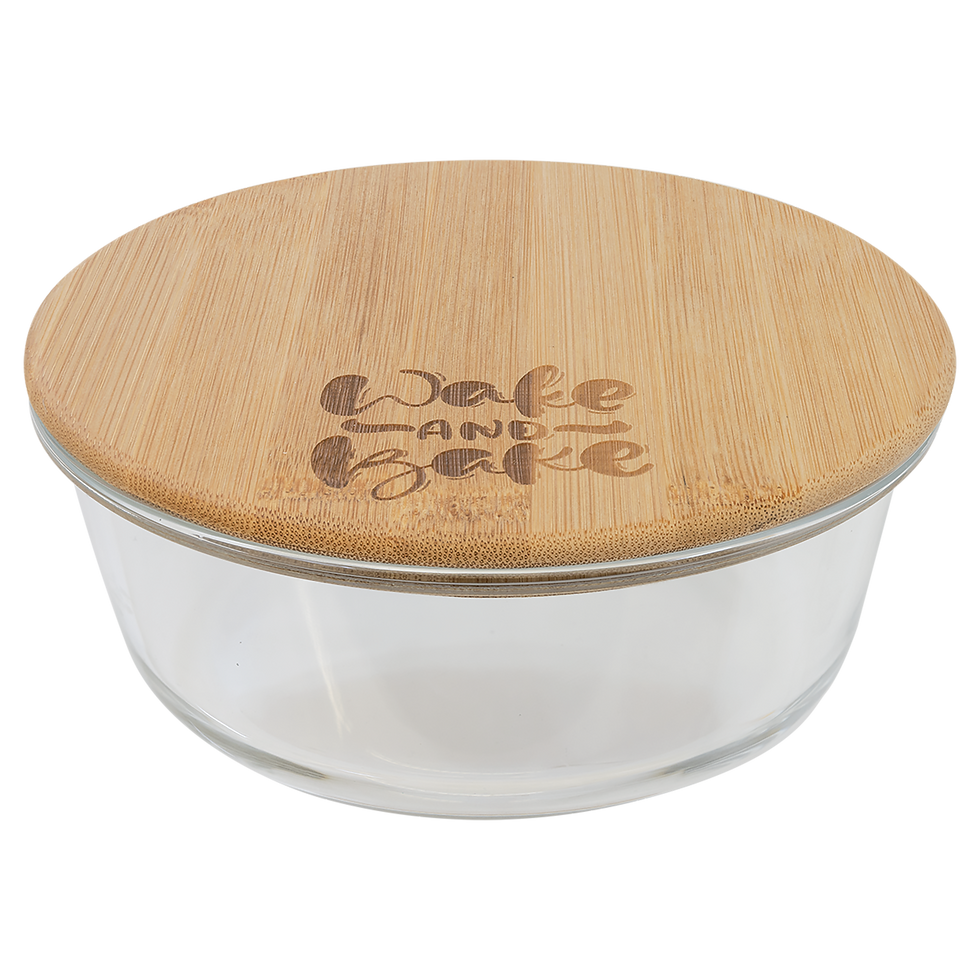 32oz. Round Glass Container with Bamboo Lid