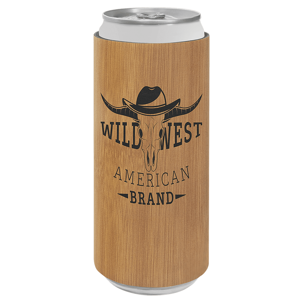 Bamboo Laserable Leatherette Slim Beverage Holder