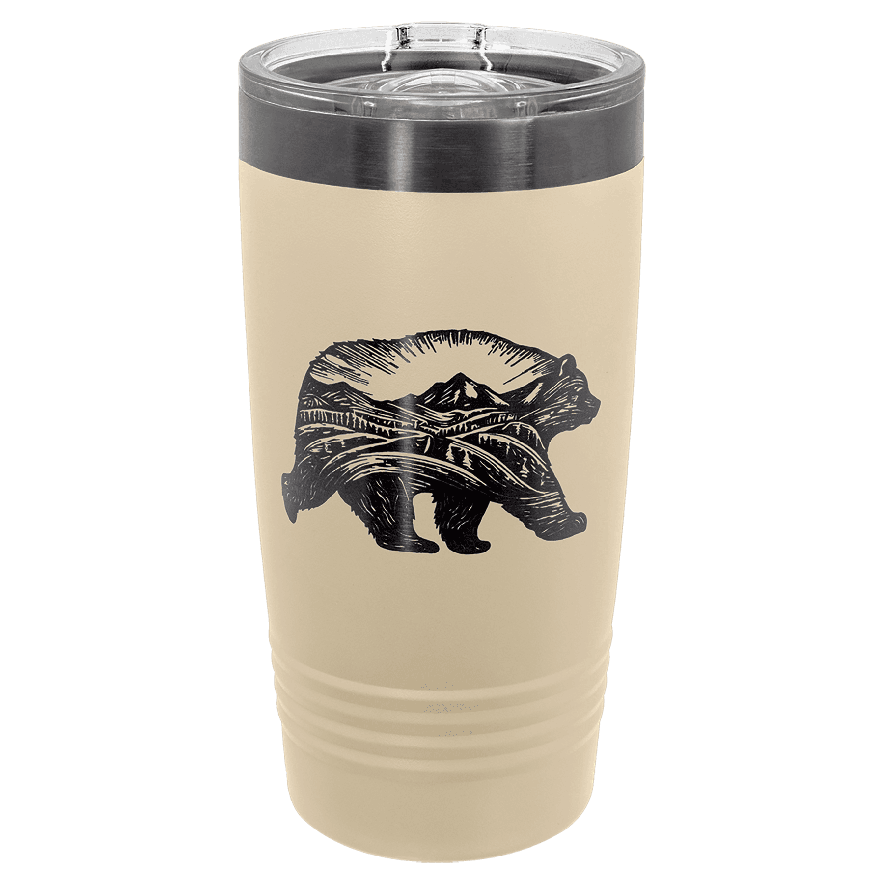 Polar Camel 20 oz. Warm Sand/Ghost Black ION-Plated Ringneck Tumbler with Slide
