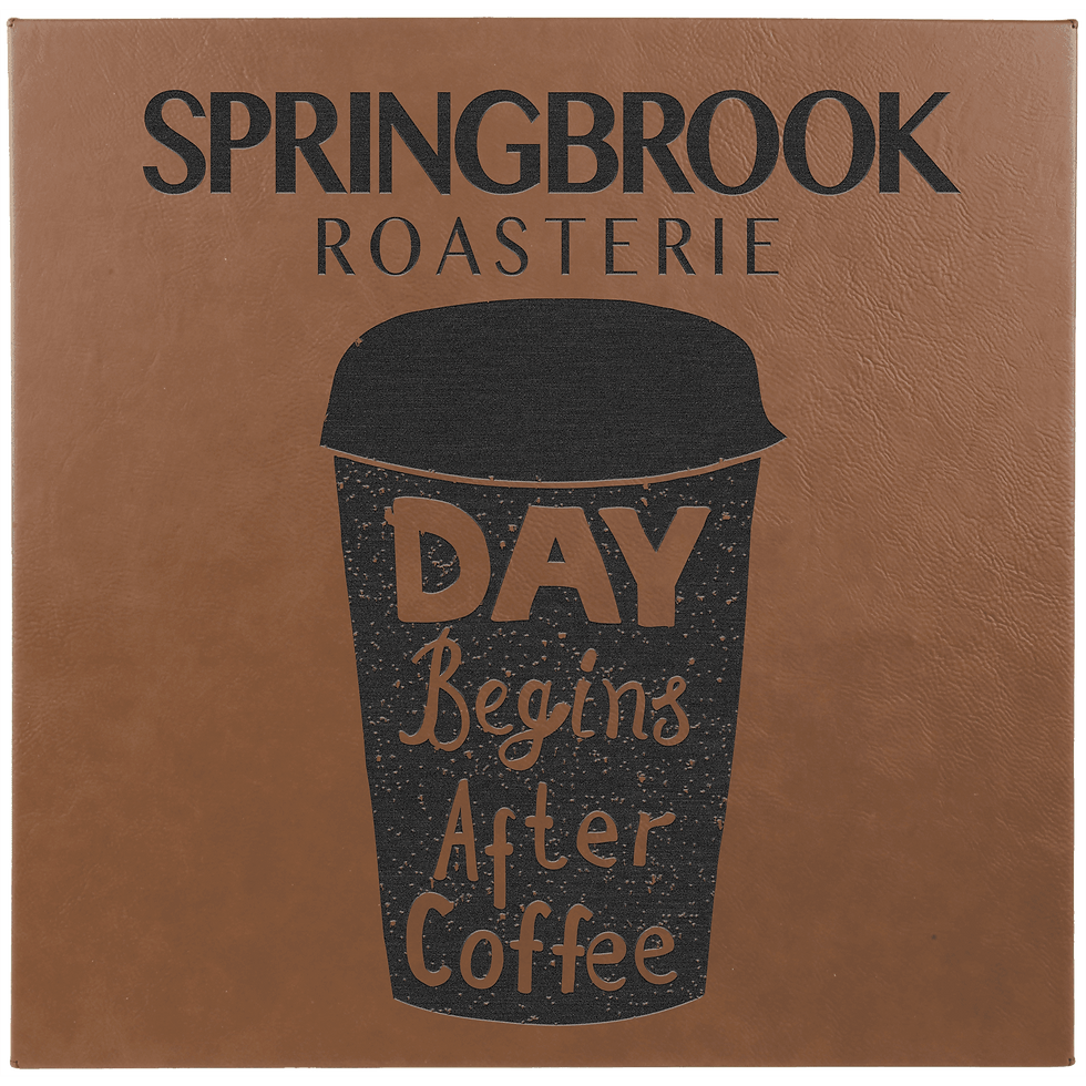 14" x 14" Dark Brown Laserable Leatherette Wall Decor with Sawtooth Hanger