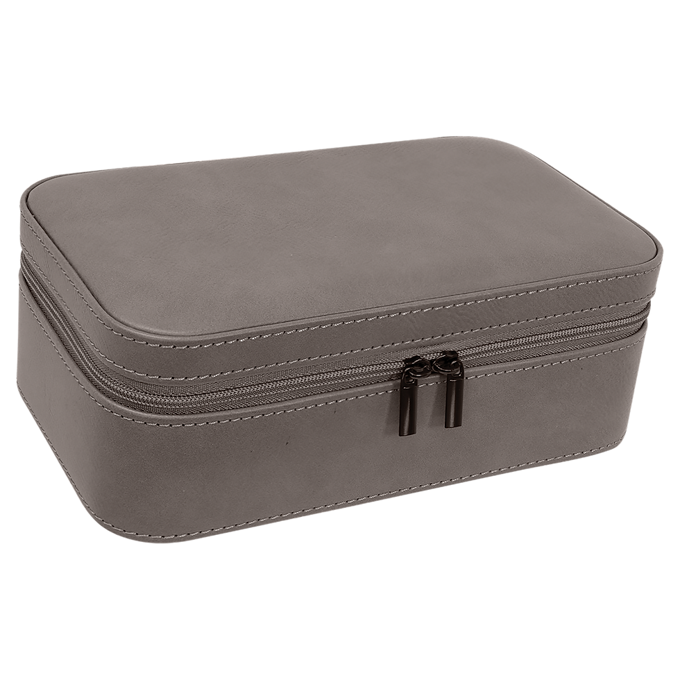 Thumbnail: Grey/Black Jewelry Box, Travel/Home, Leatherette