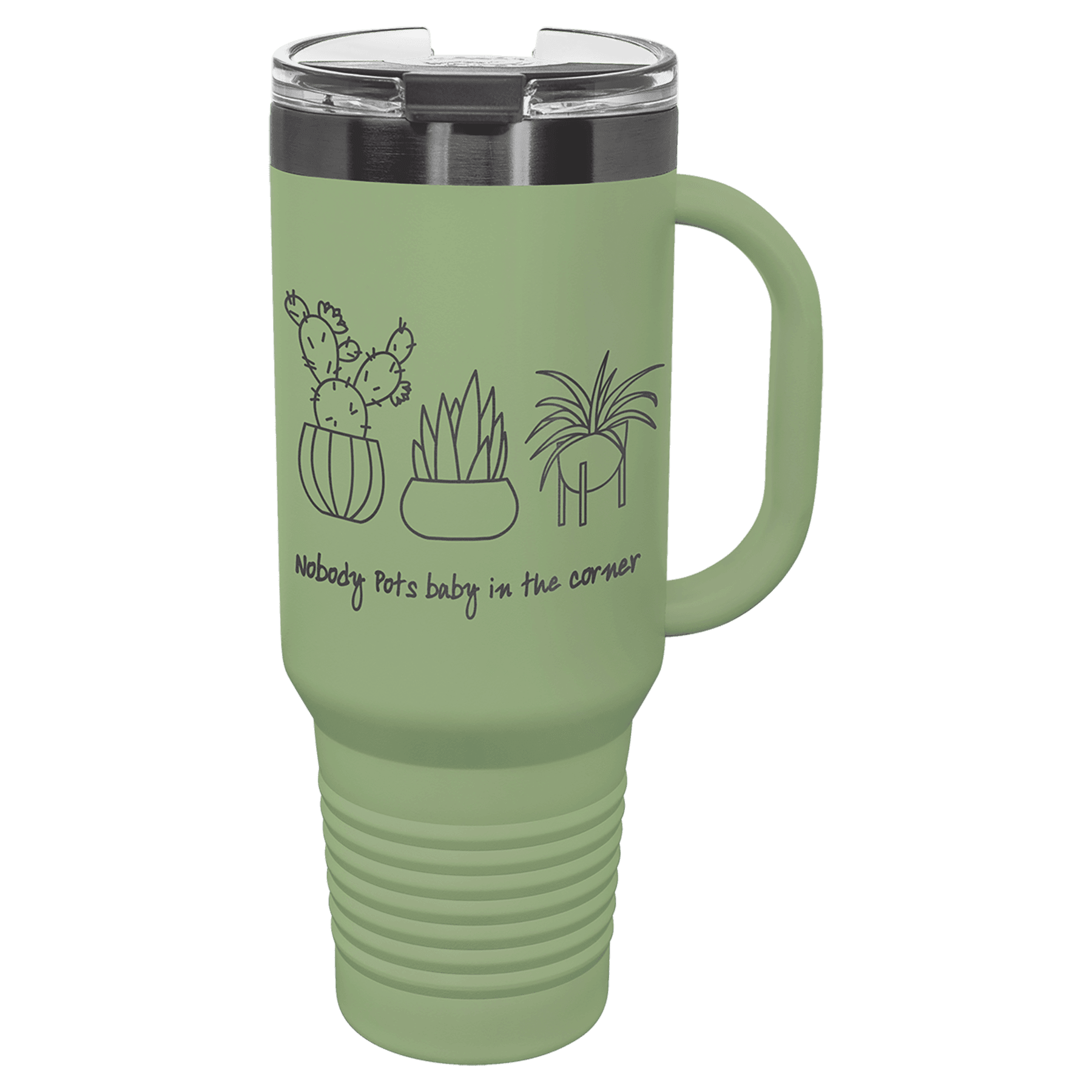 Polar Camel 40 oz. Summer Sage/Ghost Black ION-Plated Travel Mug with Handle, S