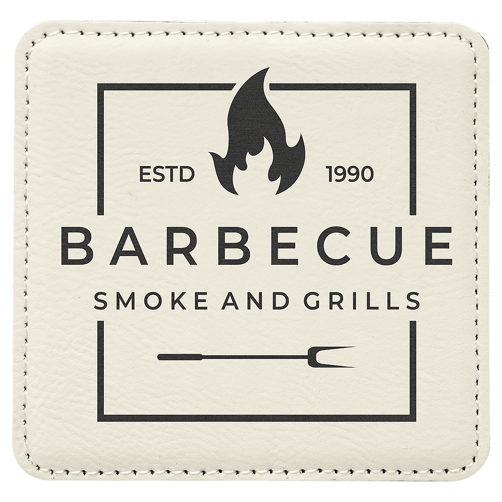 4" x 4" Square White Laserable Leatherette Coaster