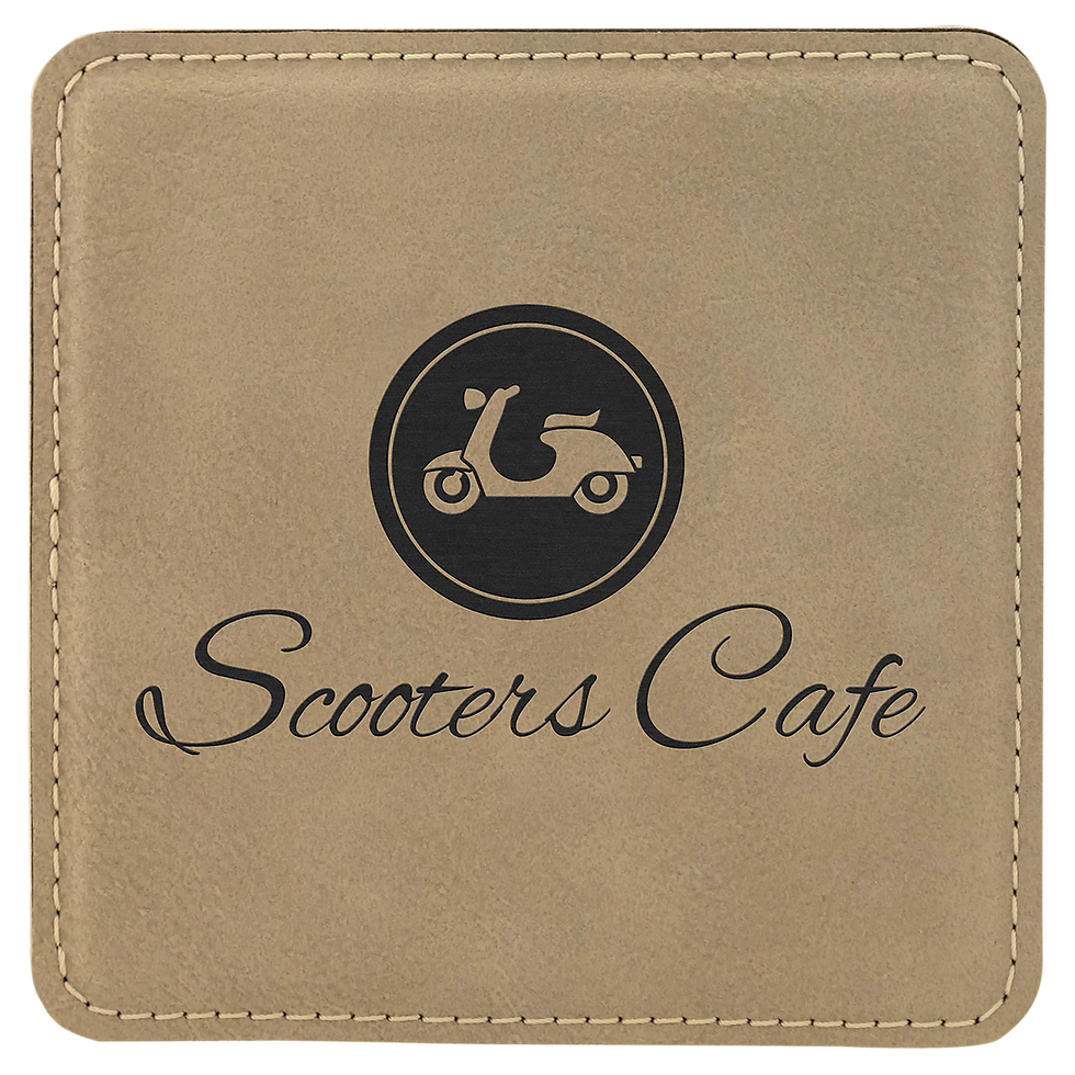 4" x 4" Square Light Brown Laserable Leatherette Coaster