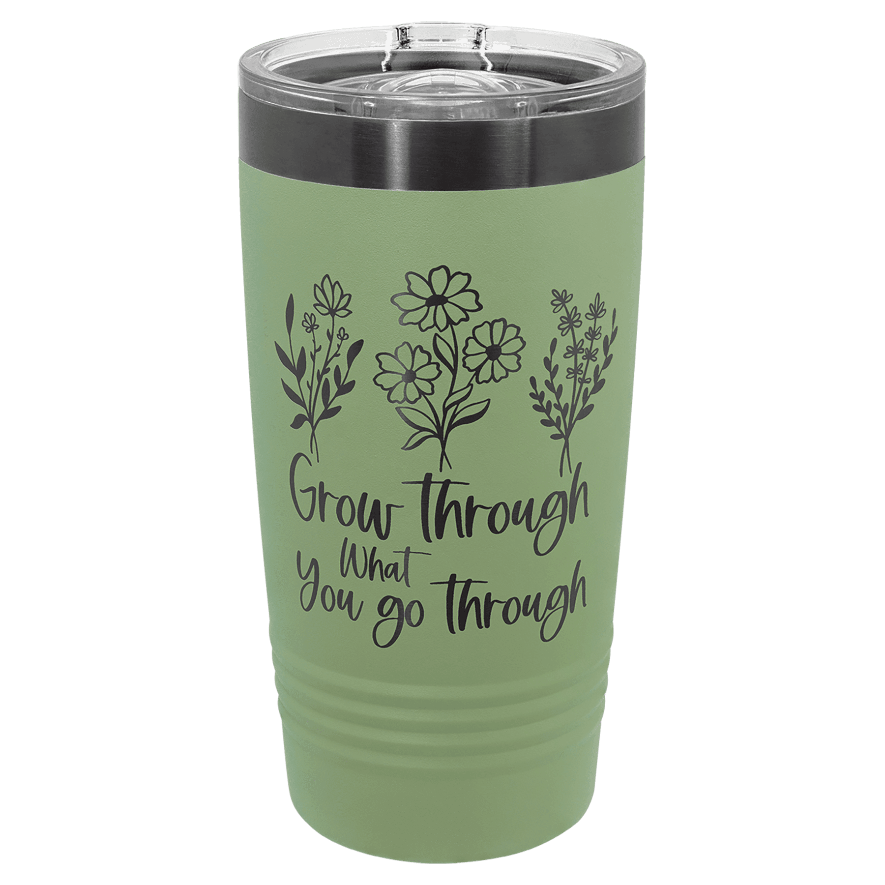 Polar Camel 20 oz. Summer Sage/Ghost Black ION-Plated Ringneck Tumbler with Sli