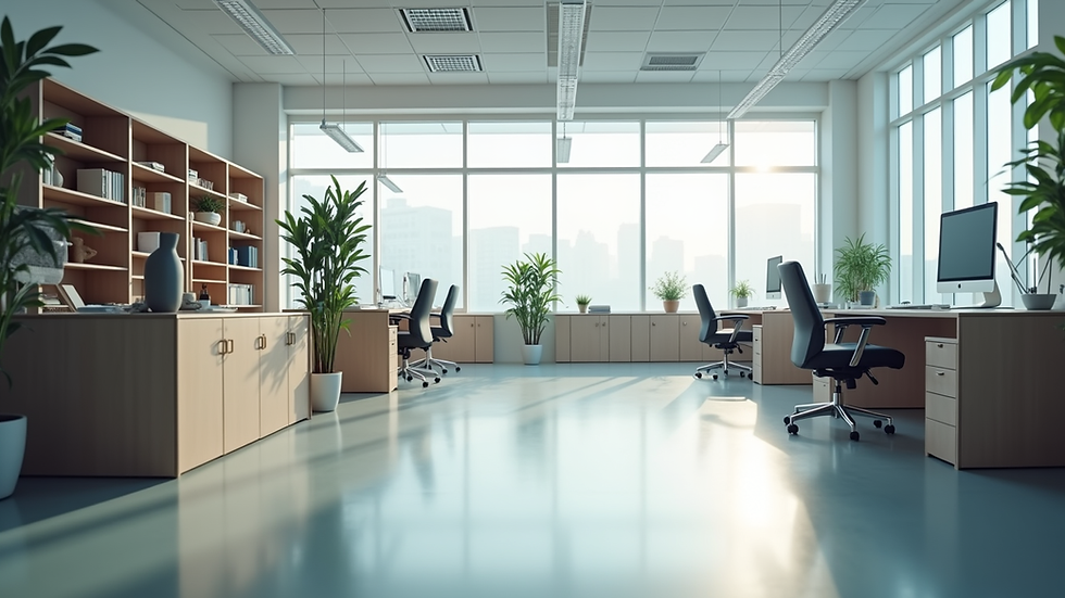 High angle view of a clean and organized office space