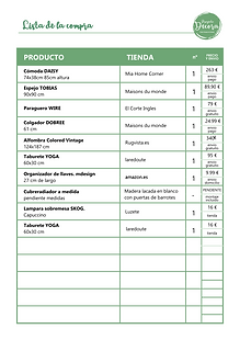 Lista de la compra Proyecto Decora