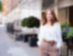 Keren Beaumont Stylist London in blouse and trousers