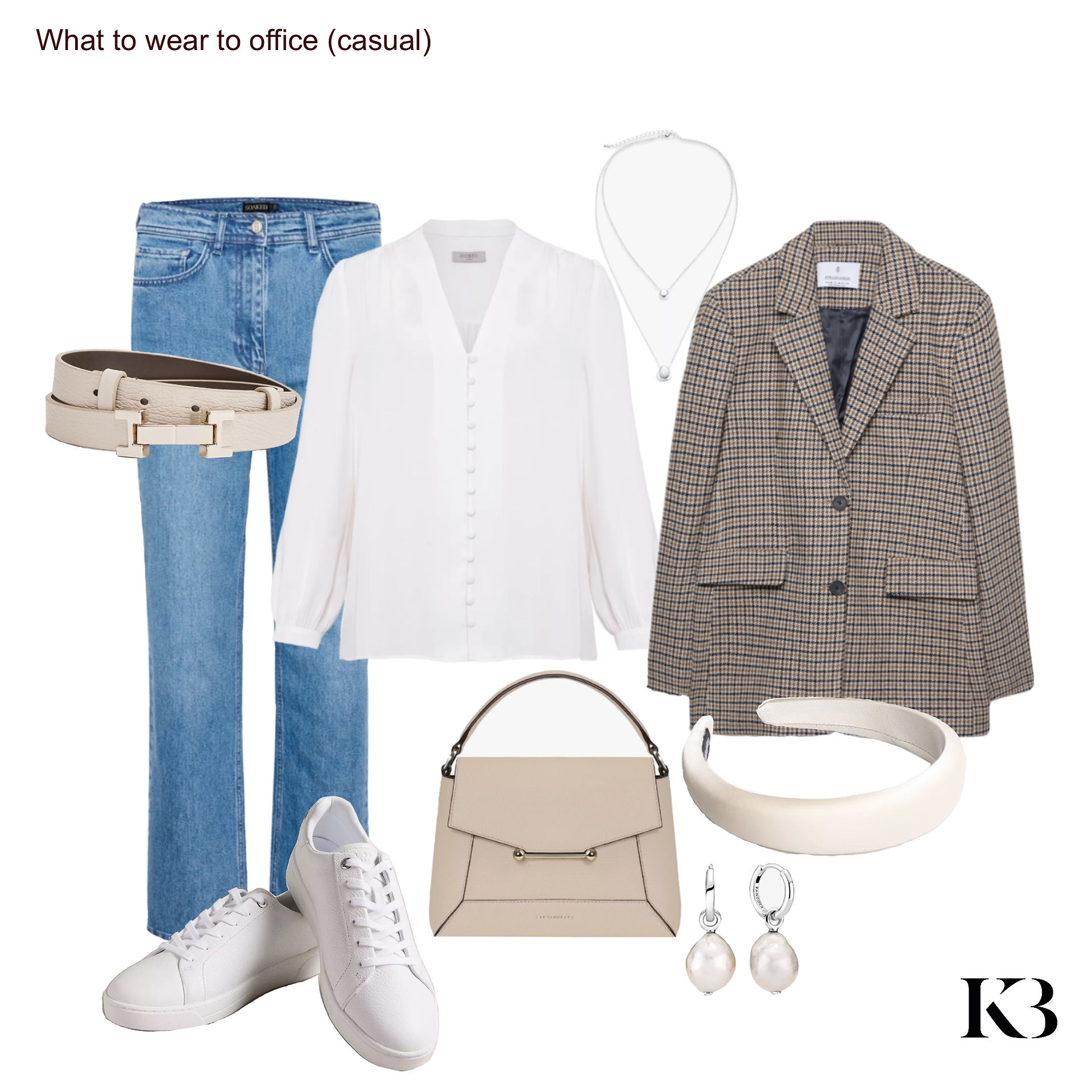 Grey, white and blue outfit