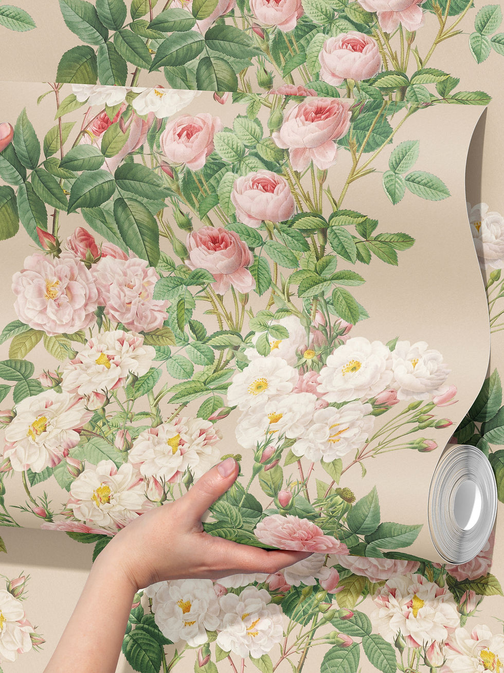 Thumbnail: Jardin de Roses Wallpaper (Parchment)