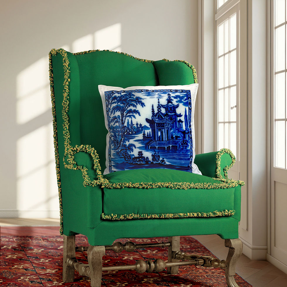 Thumbnail: 'Blue cities' cushion cover (Stoke-on-Trent)