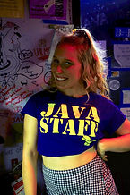 Natalie workign a show at the Java Barn at St. Lawrence University