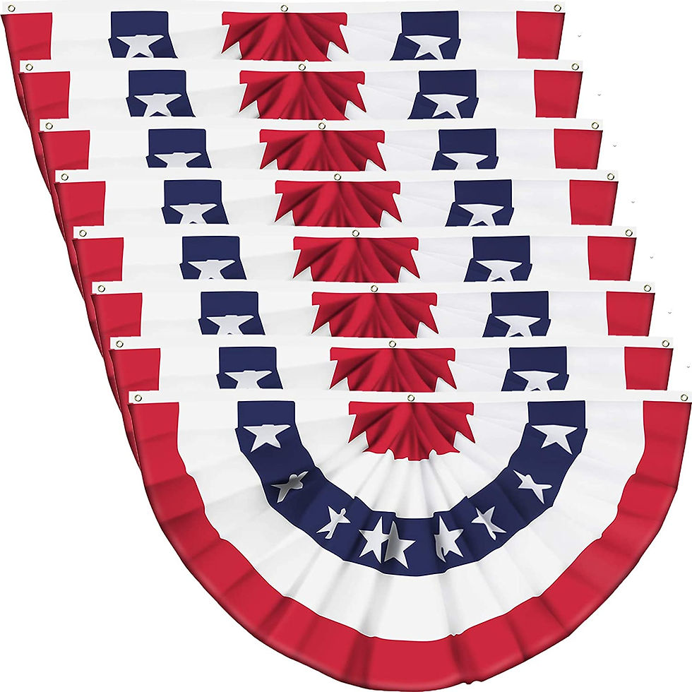 Thumbnail: 8 Pieces USA Pleated Fan Flag American US Bunting Flag