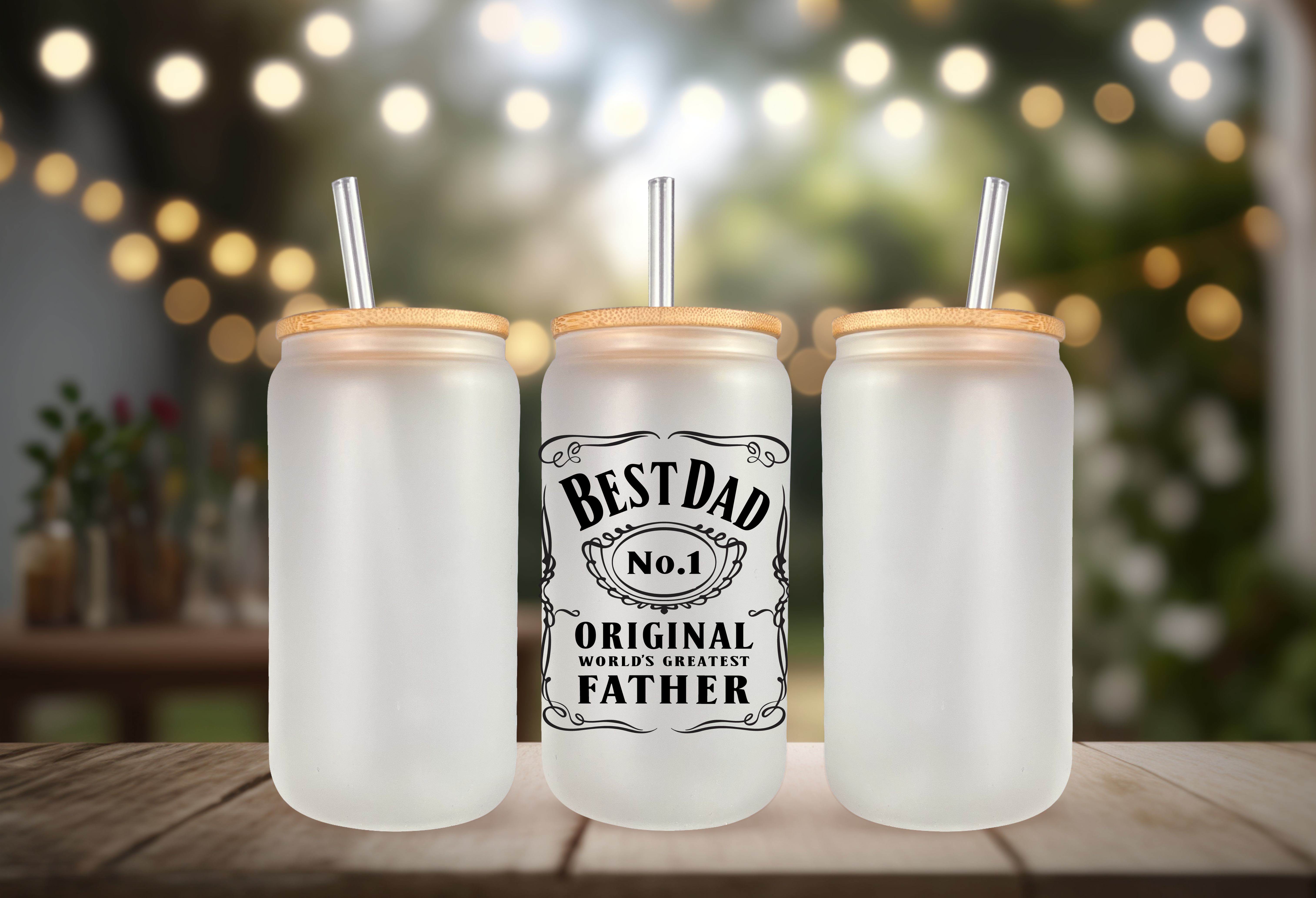 Best Dad Father Frosted Glass Cup