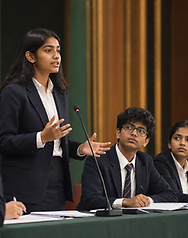 Student delivering a speech in a schools debate round