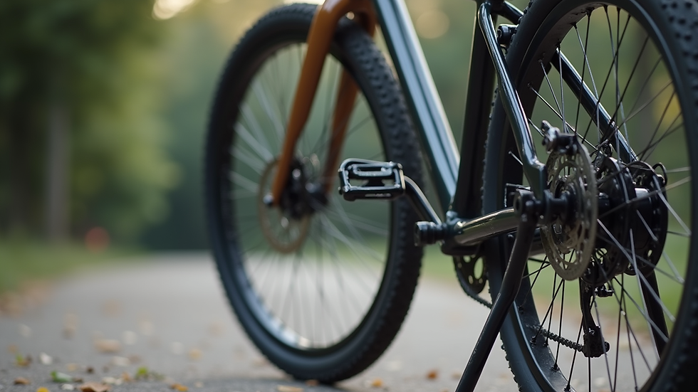 Close-up view of a bicycle with a newly installed double-leg stand