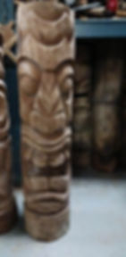 Statue totem tiki 100 cm pas cher en bois de cocotier
