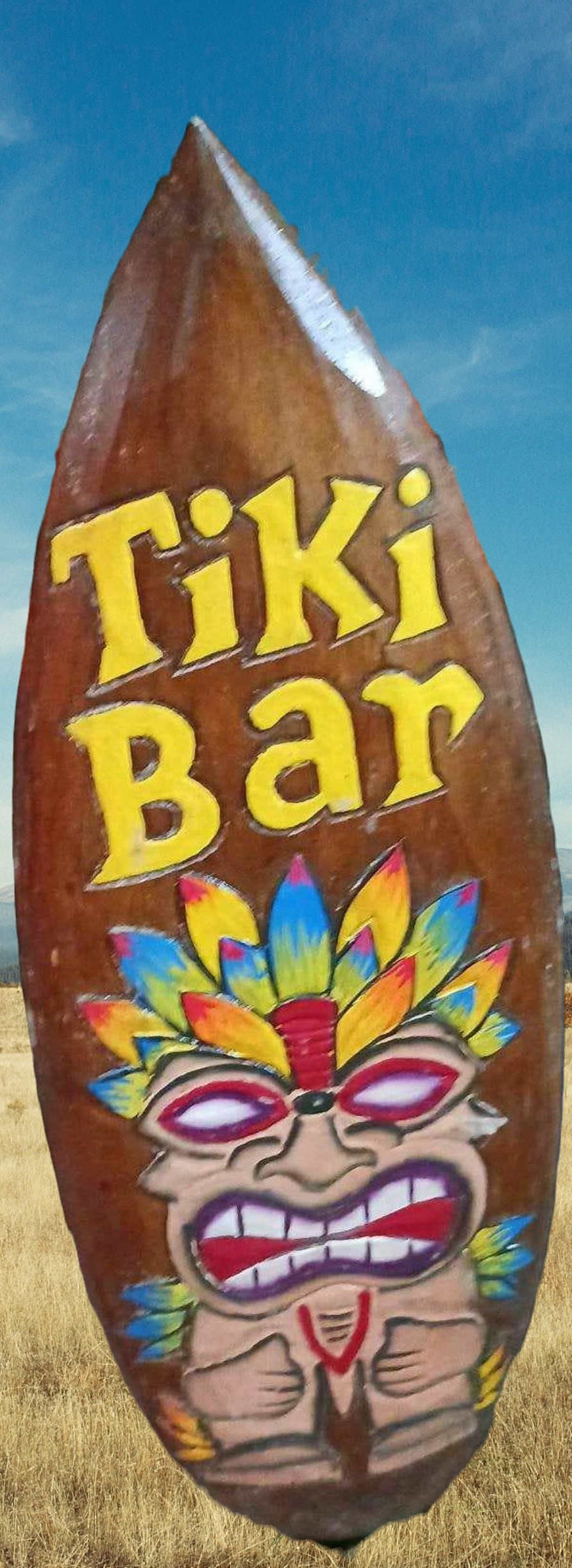 Miniature : Planche de bois decorative noté tiki bar en 100 cm ou 50 cm