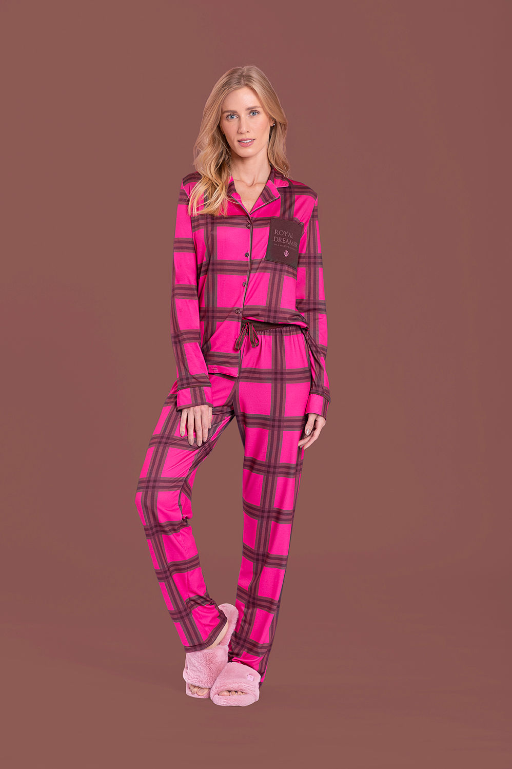 Pijama LuaLua Aberto Xadrez Pink