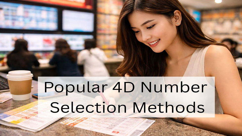 Smiling woman filling out a 4D betting slip at a counter, focusing on selecting numbers for a lottery-style game.