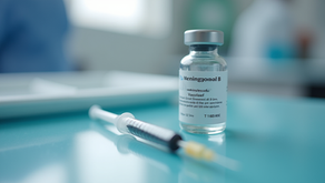 Meningococcal B vaccine vial in a clinical setting used for immunisation