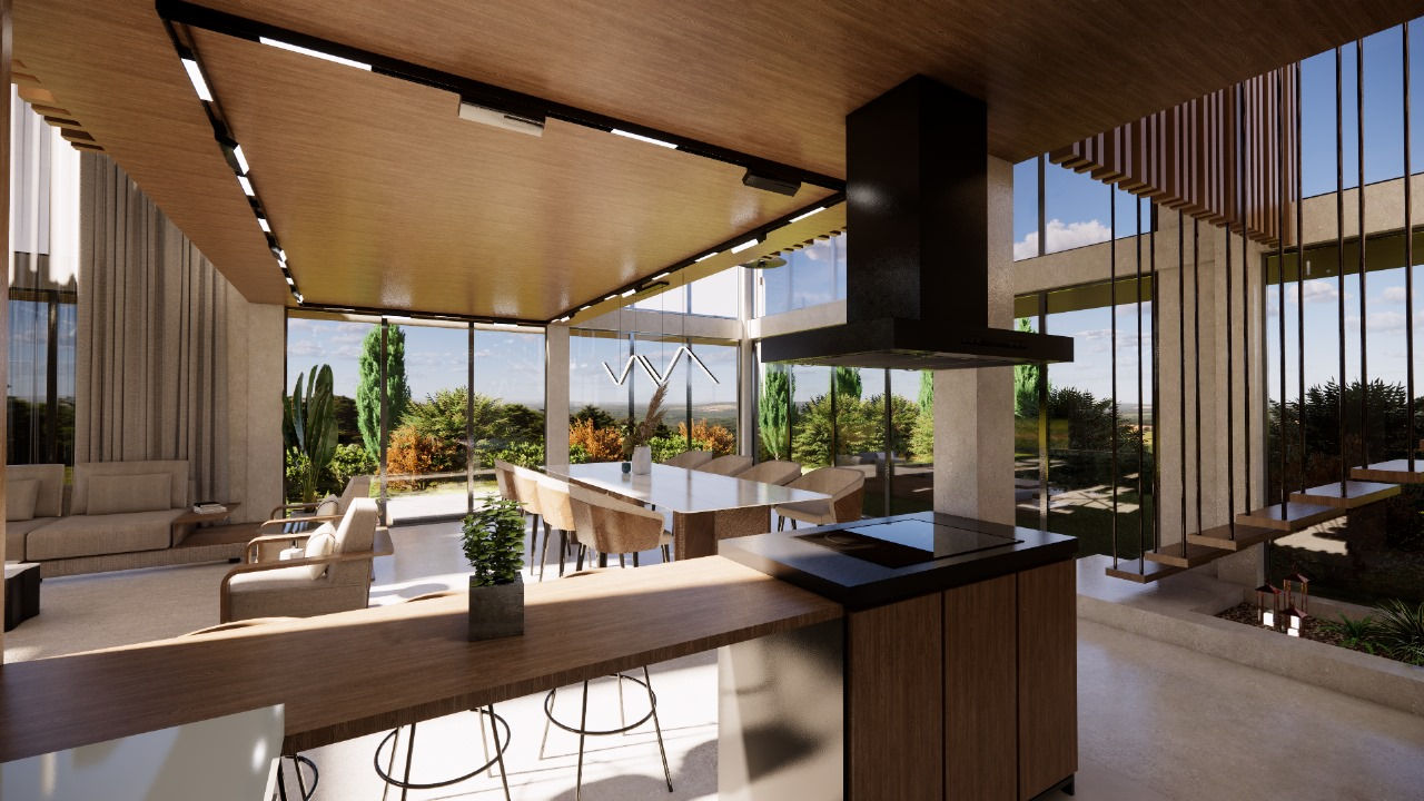 contemporary living and dining space