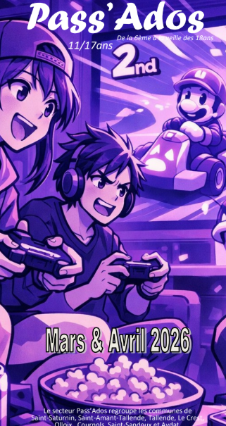 Programme d'activités du Pass ados de mars avril 2026