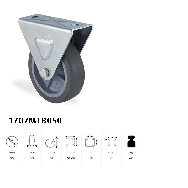 Thumbnail: Vagnahjól án bremsu 50 mm