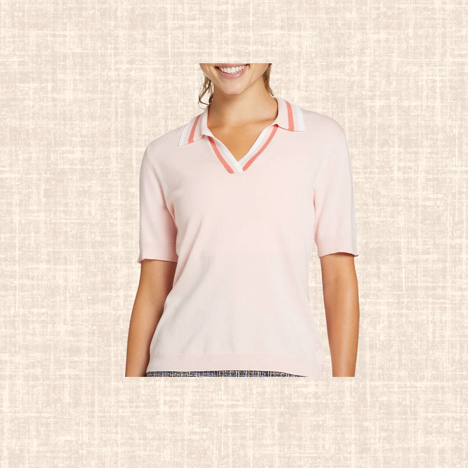 Pink Polo with Detailed Collar
