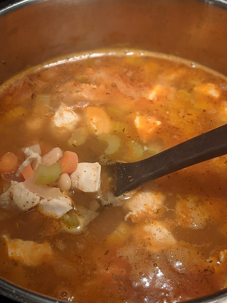 Herby Chicken, Beans, Vegetables, and Rice Soup