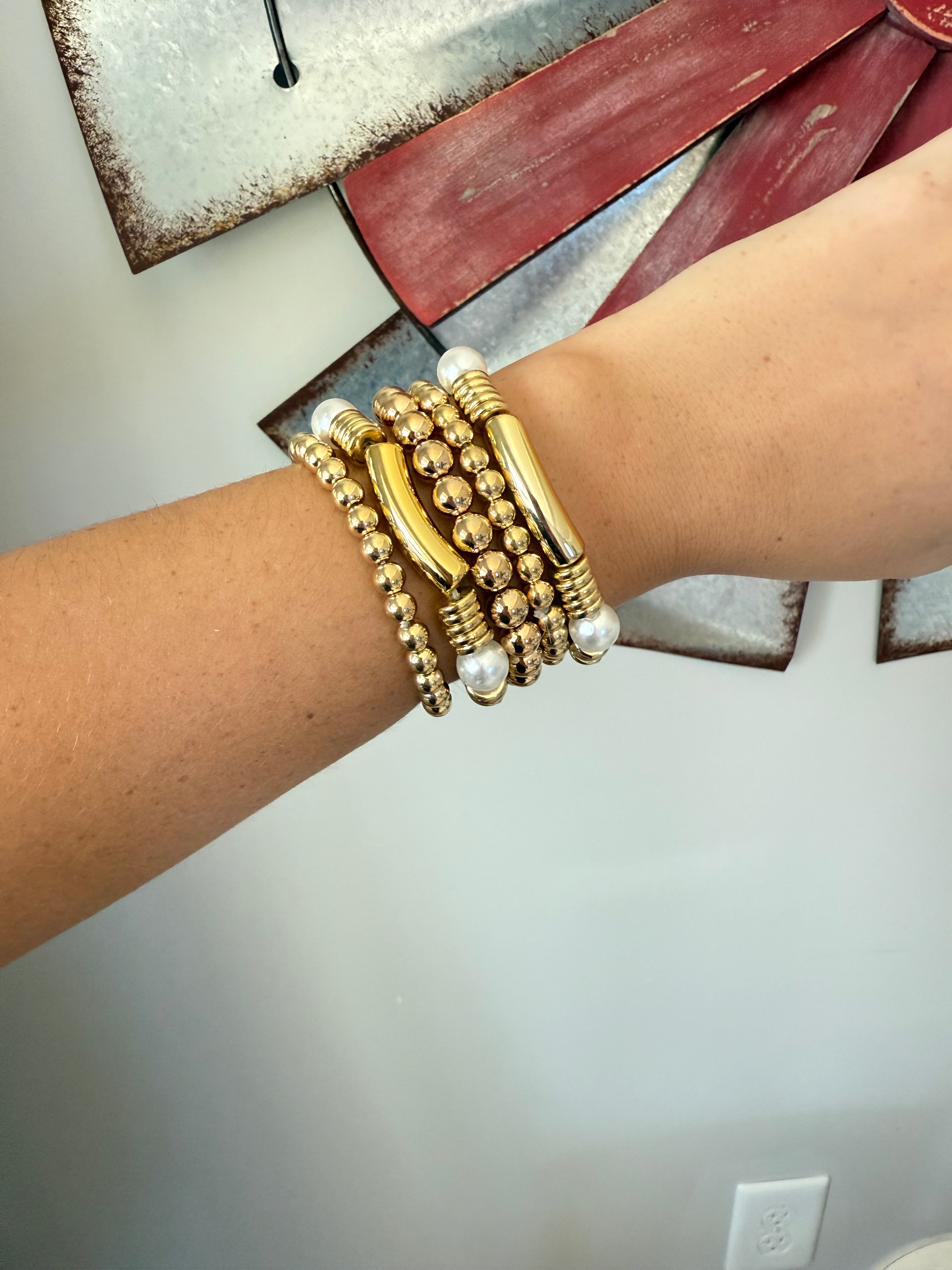 Pearl Gold Bracelet Set